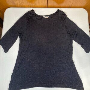 Ann Morgan 1/2 Sleeve Jeweled Top Shirt Women's 1X Black Acetate